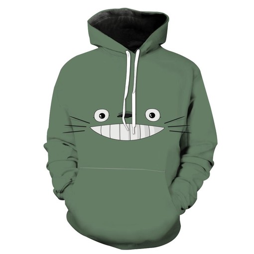 Cute Totoro Face 3D Hoodie with All Over Print - Adorable Essential for Kids and Adults