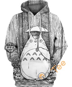 Cute Totoro in Rain 3D Hoodie for Kids and Adults - Rainy Day Essential