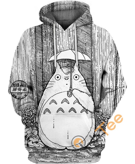 Cute Totoro in Rain 3D Hoodie for Kids and Adults - Rainy Day Essential