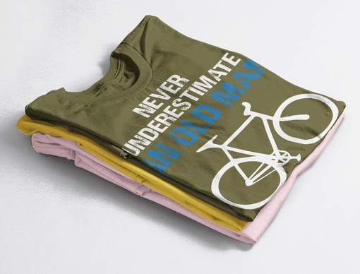 Cycling T-shirt for Men, Never Underestimate an Old Man On a Bike Tee, Father's Day Gift, Grandpa Cyclist Shirt - Image 4