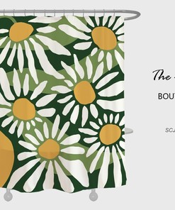 Daisy Flowers Waterproof Shower Curtain with Custom Sizes and Hooks - Playful and Fun Bathroom Decor