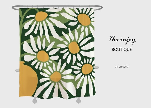 Daisy Flowers Waterproof Shower Curtain with Custom Sizes and Hooks - Playful and Fun Bathroom Decor