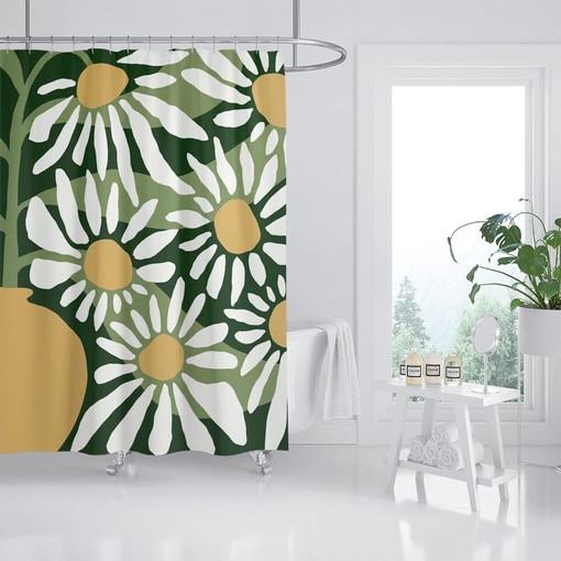 Daisy Flowers Waterproof Shower Curtain with Custom Sizes and Hooks - Playful and Fun Bathroom Decor - Image 3