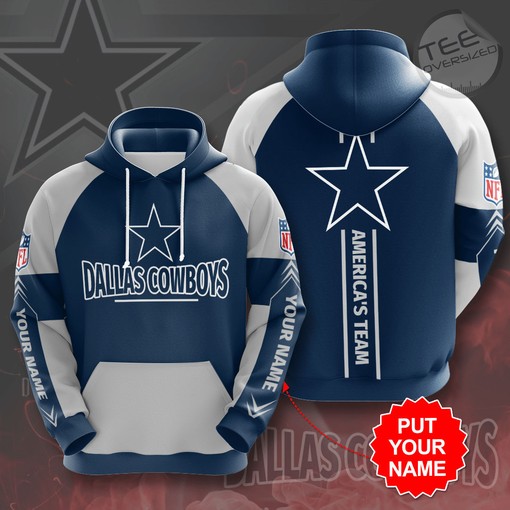Dallas Cowboys All Over Print 3D Hoodies for Fans Customizable Prints with Printful