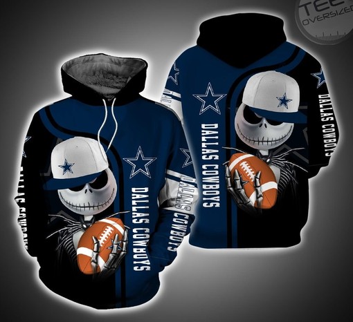 Dallas Cowboys and Jack Skellington Meet in a Custom All Over Print 3D Hoodie