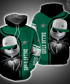Dallas Stars All Over Print 3D Hoodie with Jack Skellington and Zero Zip Up Hoodie