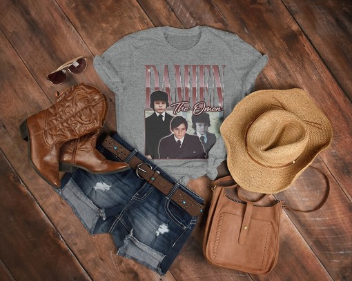 Damien The Omen Homage Tshirt - Vintage Horror Film Retro Jonathan Scott-Taylor Shirt - Image 3