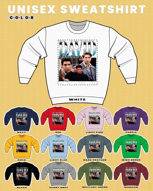 David Schwimmer Sweatshirt - Minimalist Movie Shirts for Men with Retro Style and Friends Cast - Image 3