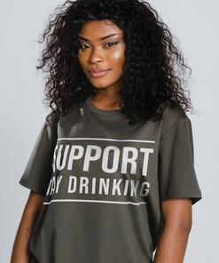 Day Drinking Tee - Support Day Drinking Unisex T-shirt, Funny Mens Cruise Drinking Shirt Gift with Minimalist