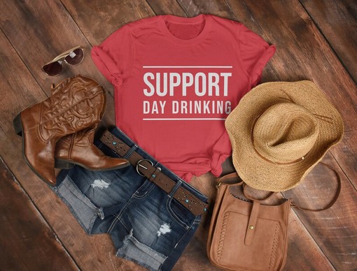 Day Drinking Tee - Support Day Drinking Unisex T-shirt, Funny Mens Cruise Drinking Shirt Gift with Minimalist - Image 3