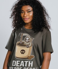 Death Before Decaf Unisex Tee - Best Graphic Tee for Coffee Lovers