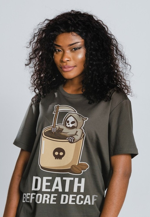 Death Before Decaf Unisex Tee - Best Graphic Tee for Coffee Lovers