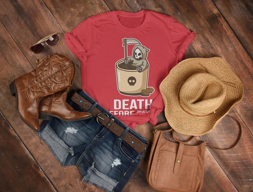 Death Before Decaf Unisex Tee - Best Graphic Tee for Coffee Lovers - Image 3