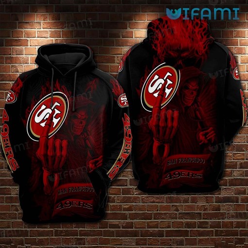 Death Playing Hoodie with All Over Print Design for San Francisco 49ers Fans