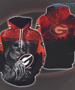 Death Smile Skull All Over Print 3D Hoodie for Georgia Bulldogs Fans