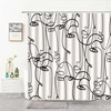 Decorate Your Bathroom with Women's Face Portrait Shower Curtain, Black and White Line Drawing Silhouette Curtain