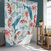 Deep Water Sea Creature Shower Curtain | Whale Octopus Shark Bathroom Decor | Ocean Theme