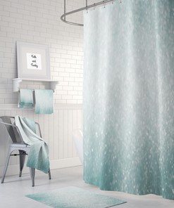 Delicate Brokeh Lights Shower Curtain with Stormy Aqua Bathroom Decor for Dreamy Accents