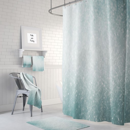 Delicate Brokeh Lights Shower Curtain with Stormy Aqua Bathroom Decor for Dreamy Accents