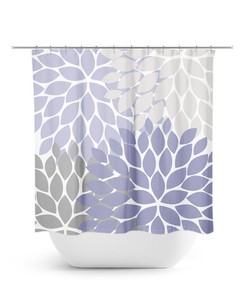 Delicate Lavender Gray Floral Shower Curtain | Fabric Bath Decor for Lavender Bathroom