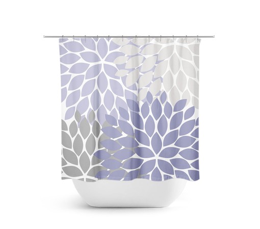 Delicate Lavender Gray Floral Shower Curtain | Fabric Bath Decor for Lavender Bathroom
