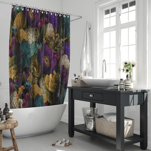 Delicate Romantic Floral Shower Curtain Set - Pretty Bath Set with Matching Towels and Mat for Romantic Bathroom Decor - Image 2