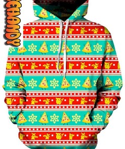 Delicious Pizza Pikachu Ugly Unisex 3D Hoodie with Custom Graphic