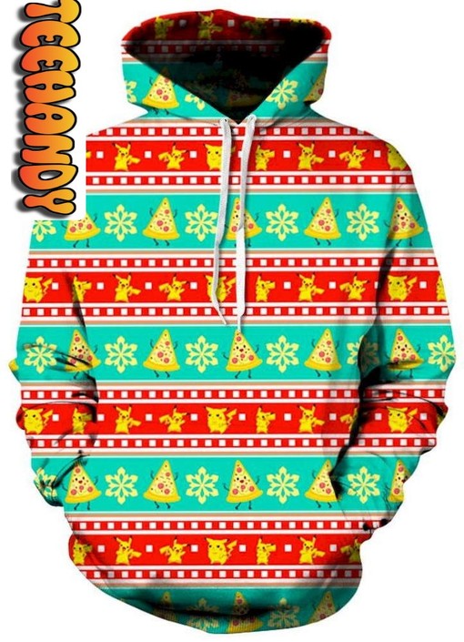 Delicious Pizza Pikachu Ugly Unisex 3D Hoodie with Custom Graphic