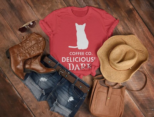 Deliciously Dark Cats and Coffee Lover Unisex Tee - Image 3