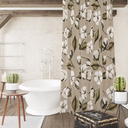 Delightful Cotton Boll Farmhouse Shower Curtain Set Ideal for Nature Enthusiasts - Image 3