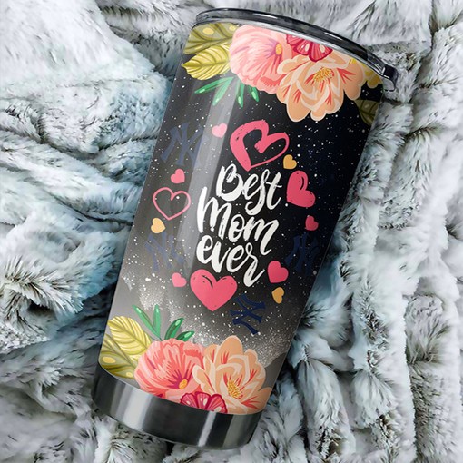 Delightful New York Yankees MLB Tumbler for Mothers with Cool Flower Design and Top-Quality MLB Logo