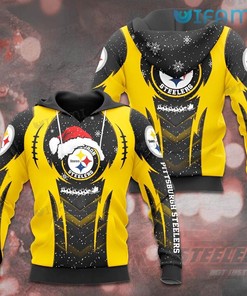 Delightful Santa Hat Snow Logo - Steelers All Over Print Hoodie with Festive Design