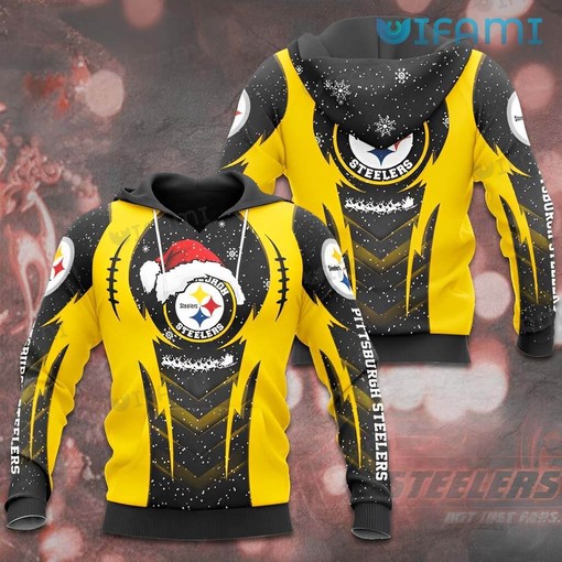 Delightful Santa Hat Snow Logo - Steelers All Over Print Hoodie with Festive Design