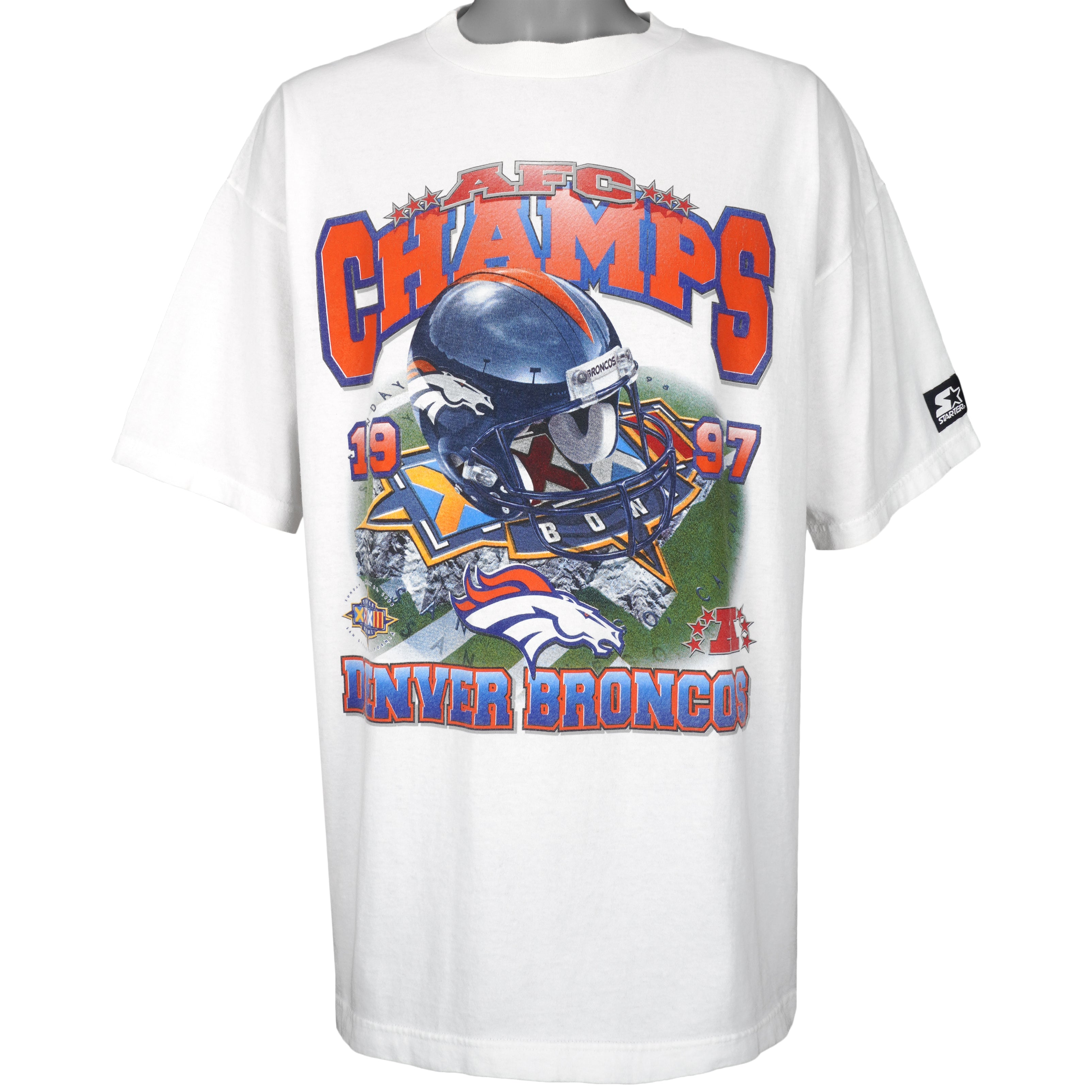 Denver Broncos AFC Champions T-Shirt with Starter Logo - Vintage Unisex Sport Sweatshirt Hoodie Gift, NCAA Shirts
