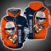 Denver Broncos All Over Print 3D Hoodie with Jack Skellington and Zero Zip-Up