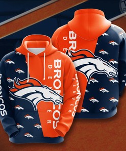 Denver Broncos All-Over Print 3D Hoodie with Custom Graphics