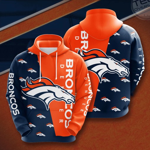 Denver Broncos All-Over Print 3D Hoodie with Custom Graphics