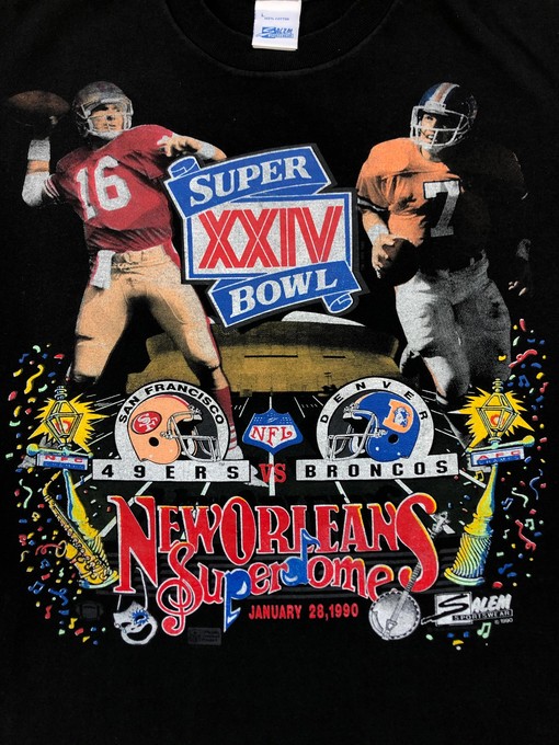 Denver Broncos Vs. San Francisco 49ers 1990 Super Bowl Vintage Style NFL Sweatshirt T-shirt - Ideal Gift for NFL Fans - Image 2