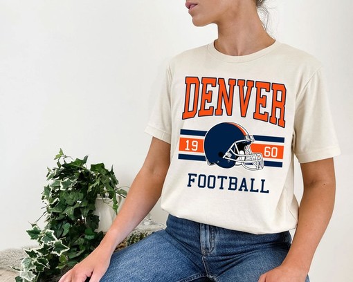 Denver Football Sweatshirt, Vintage Retro NFL Shirt for Denver Fans, Sport Shirts Men - Image 4