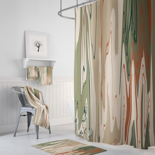 Desert Swirl Boho Shower Curtain Set with Print Shower Curtains