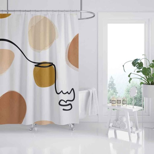 Designer Abstract Line Shower Curtain - Simple and Elegant Bathroom Set with Custom Sizes Available - Image 2