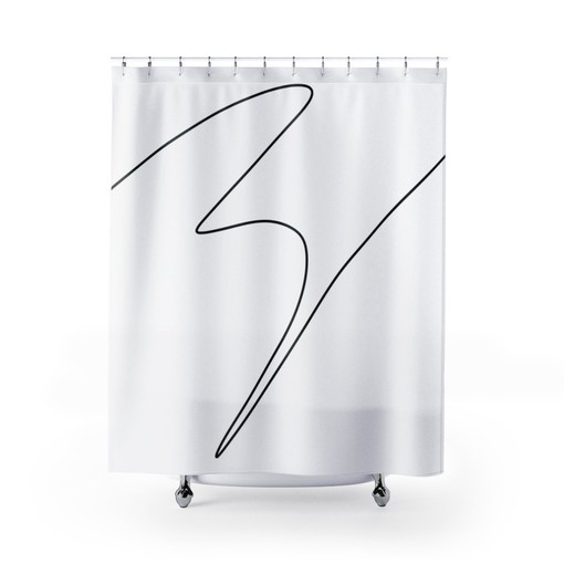 Designer Black and White Abstract Shower Curtain with Line Art Design for Light and Bright Masculine Bathroom Decor - Image 3