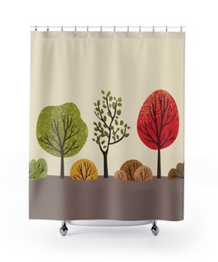 Designer Modern Tree Kids Bathroom Shower Curtain