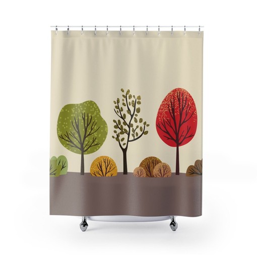 Designer Modern Tree Kids Bathroom Shower Curtain