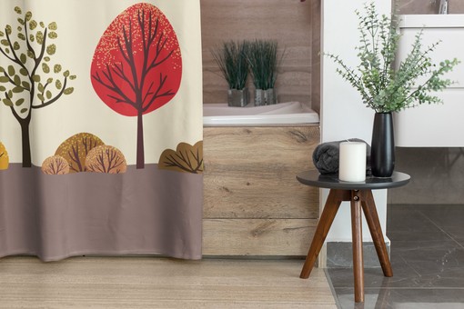 Designer Modern Tree Kids Bathroom Shower Curtain - Image 4