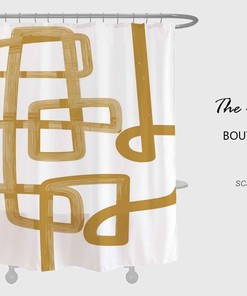 Designer Print Line Art Shower Curtain, Waterproof with Hooks, Abstract Bathroom Set Custom Sizes Available