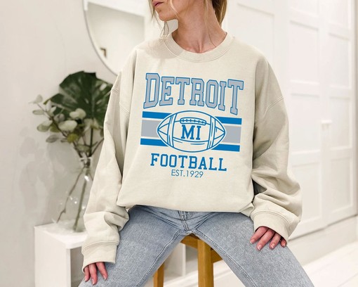 Detroit Football Sweatshirt, Style Detroit NFL Crewneck Sweatshirt, American Football Shirt, Sport Shirts Men