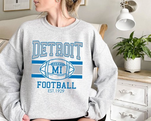 Detroit Football Sweatshirt, Style Detroit NFL Crewneck Sweatshirt, American Football Shirt, Sport Shirts Men - Image 2
