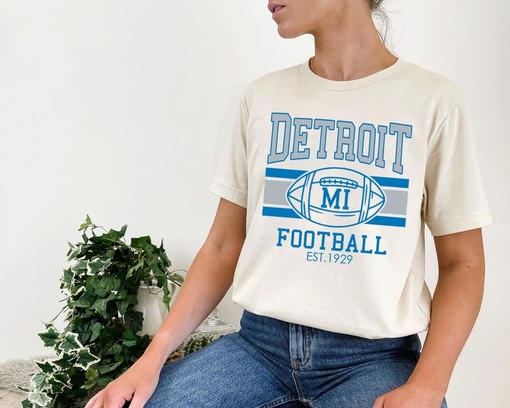 Detroit Football Sweatshirt, Style Detroit NFL Crewneck Sweatshirt, American Football Shirt, Sport Shirts Men - Image 4