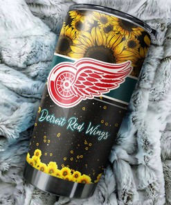 Detroit Red Wings Fans Will Love This Beautiful Sunflower NHL Tumbler with Hockey Grunge Design Tumbler
